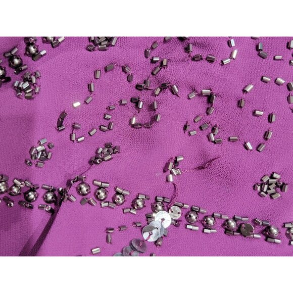 Beaded Sequin Dress Black Label Purple Small - Picture 7 of 9